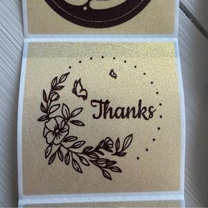 Gold and Black Transparent Glitter Thank You Stickers ~50pcs only~